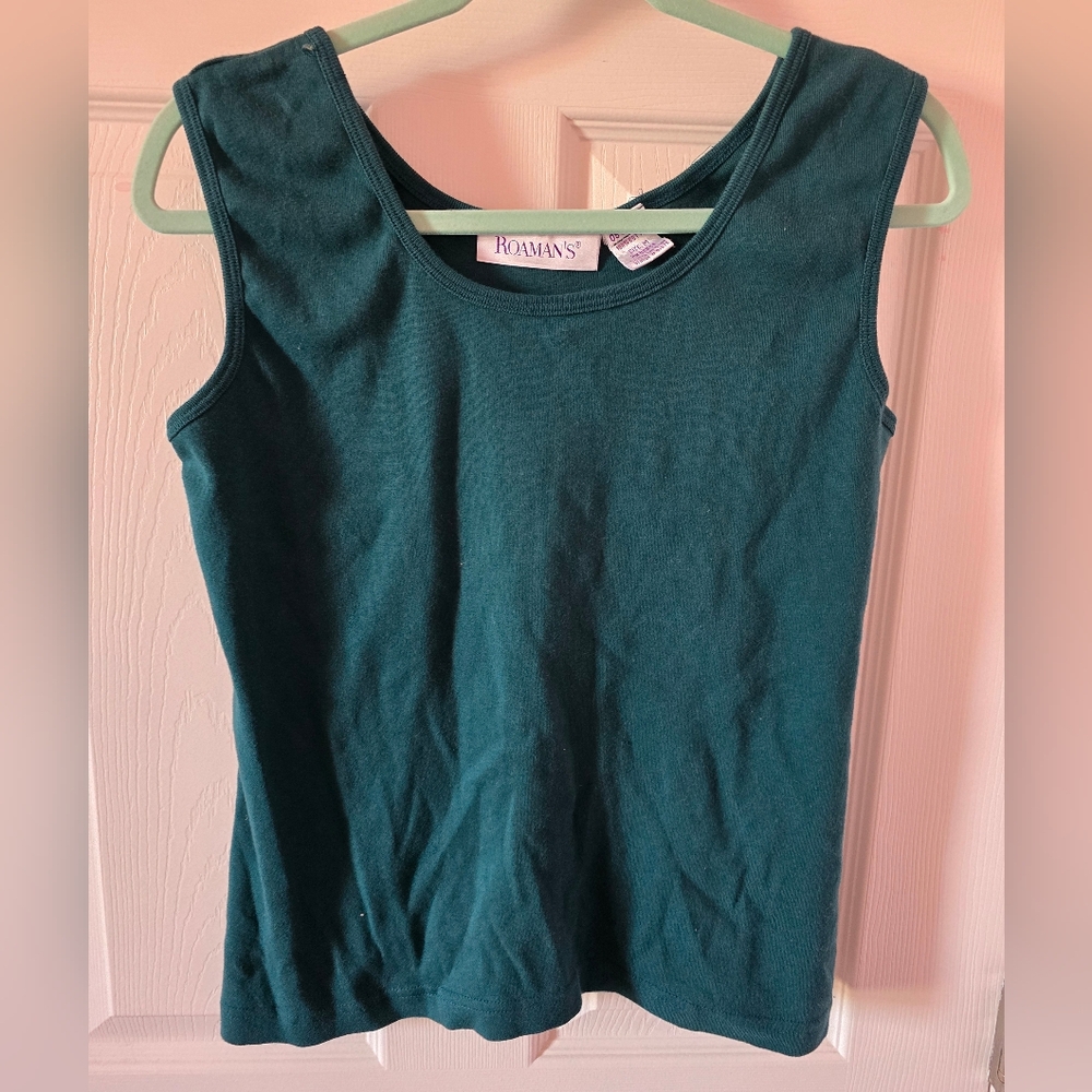 Roaman's Teal Tank Top Cotton Medium